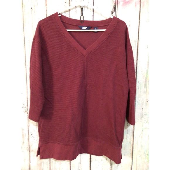 NEW Lands End Thermal Waffle Pattern Shirt Size Small Burgundy 💕 - Picture 11 of 12